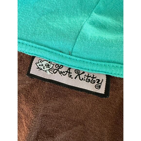 Vintage Y2k LA Kitty Brown Multi Heart Rhinestone Hoodie Jacket Top Girls 12/14 - Picture 4 of 7